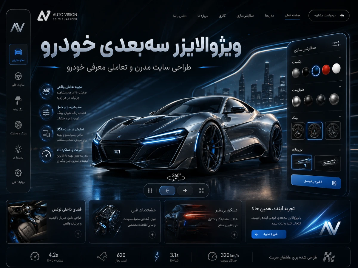 ویژوالایزر سه‌بعدی خودرو | نمونه کار اپ نگار